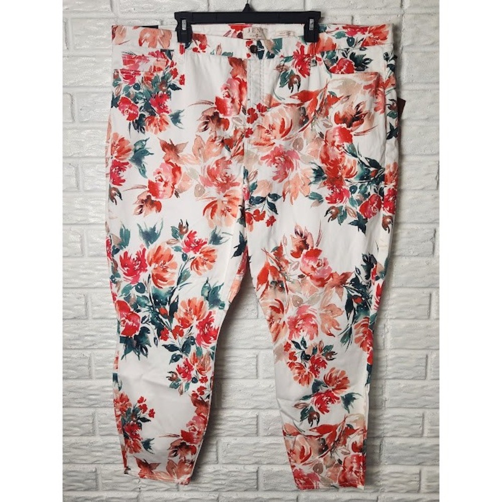 Jen 7 Floral Print Skinny Ankle Pants Plus Size 26 NWT 7 For All Mankind
